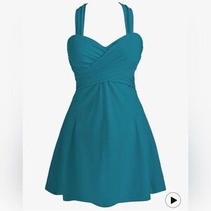 Women's Elegant Crossover One Piece Swimdress Floral Skirted Swimsuit Size XL